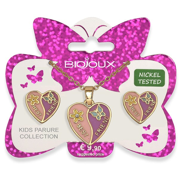 Sanico Bjs002 Parure Orecchini+Collanina Best Friend Gold Plated
