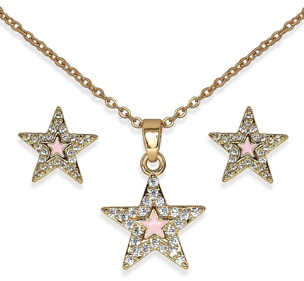 Sanico Bjs019 Parure Crystal Star Gold Plated