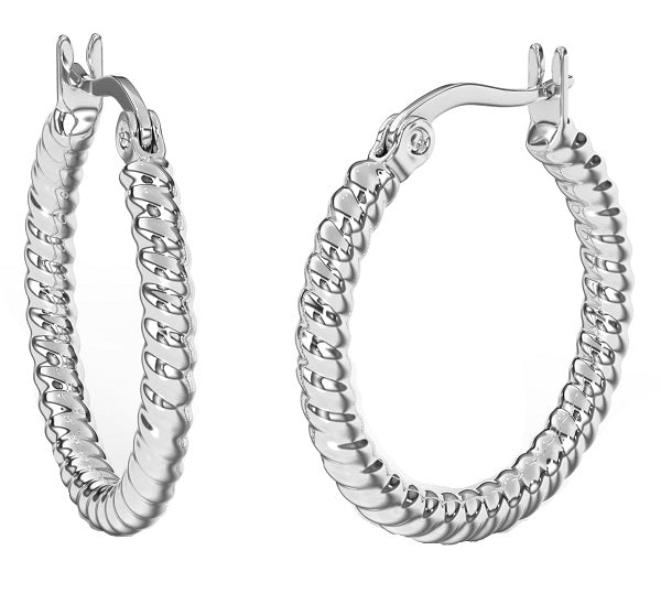 Sanico Bjt408 Orecchini Hoop/Cristalli Bianchi 25Mm Stainless Steel