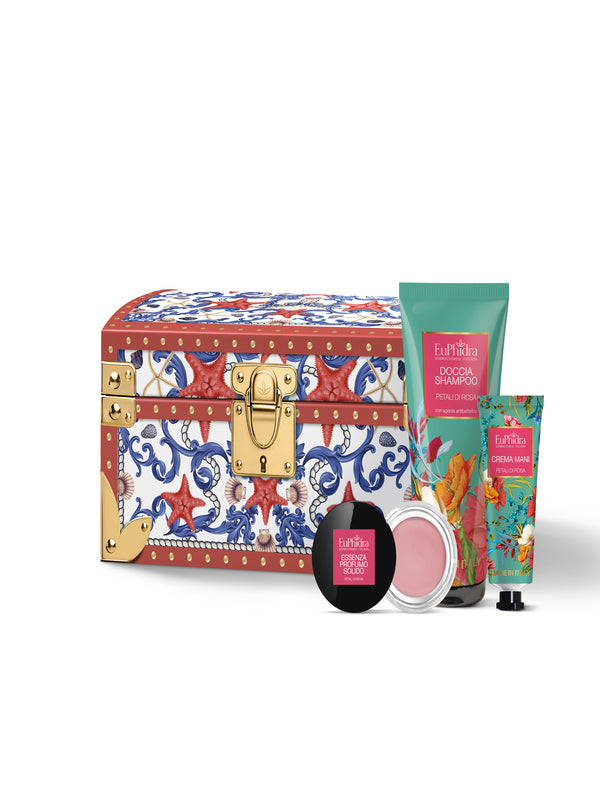 Zeta Farmaceutici Euphidra Cartolina Dal Mare Cofanetto Petali di Rosa Docciashampoo 200 ml + Crema Mani 50 ml + Essenza