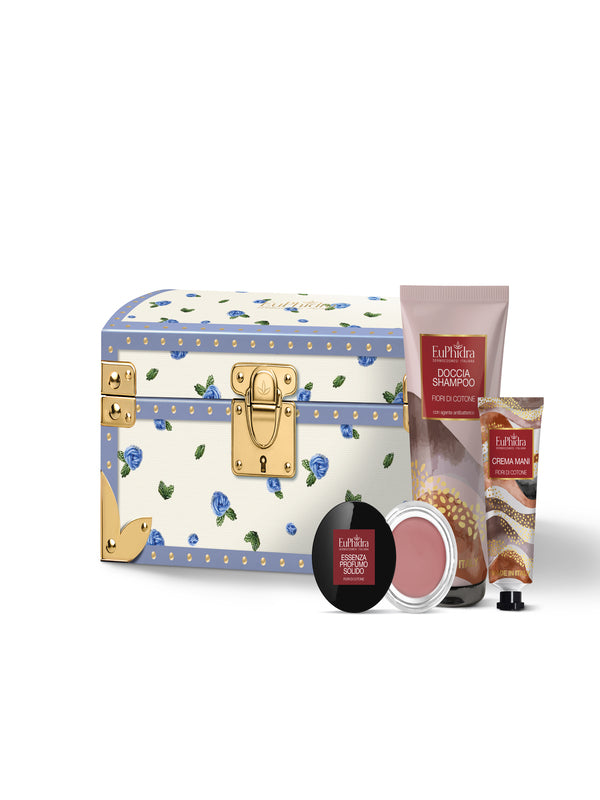 Zeta Farmaceutici Euphidra Fazzoletto Ricamato Cofanetto Fiori di Cotone Doccia Shampoo 200 ml + Crema Mani 50 ml + Esse