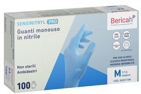 Bericah Guanto Monouso Sensinitryl Pro In Nitrile Medium 100 Pezzi