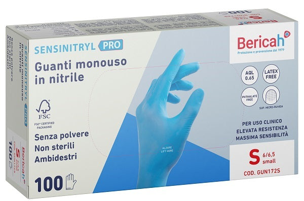 Bericah Guanto Monouso Sensinitryl Pro In Nitrile Small 100 Pezzi