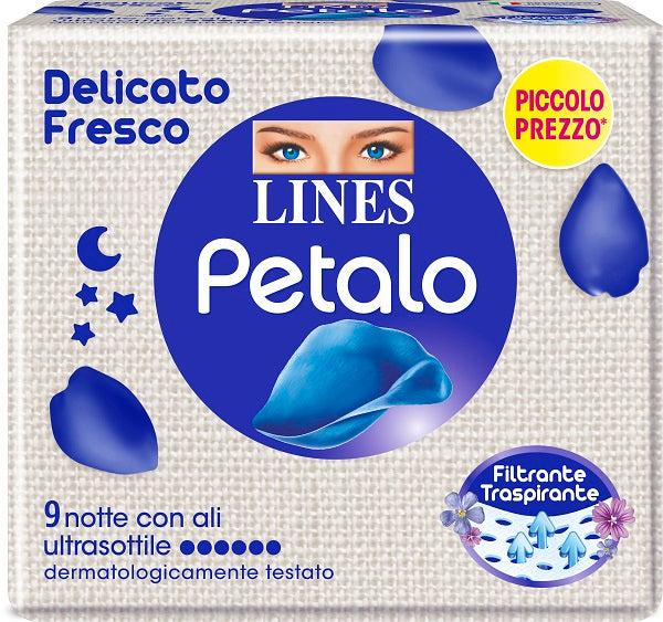 Lines Petalo Blu Assorbente Notte 9 Pezzi