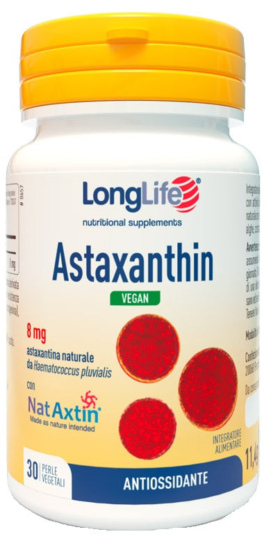 Longlife Astaxanthin Vegan 8 Mg 30 Perle Vegetali Senza Glutine