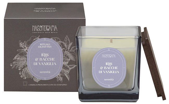 Nasoterapia Rituali Olfattivi Candela Profumata con Oli Essenziali Iris & Bacche di Vaniglia 200 g