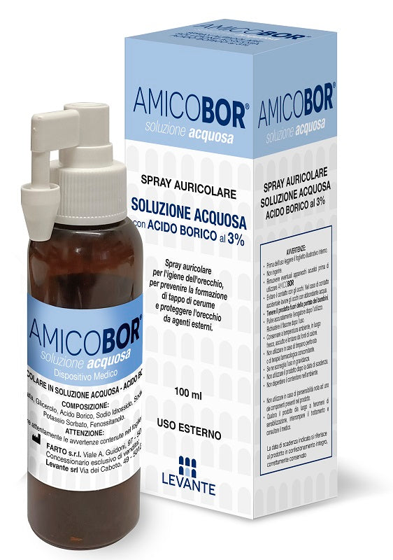 Levante Soluzione Acquosa Per Irrigazione Dell'Orecchio Amicobor 100Ml